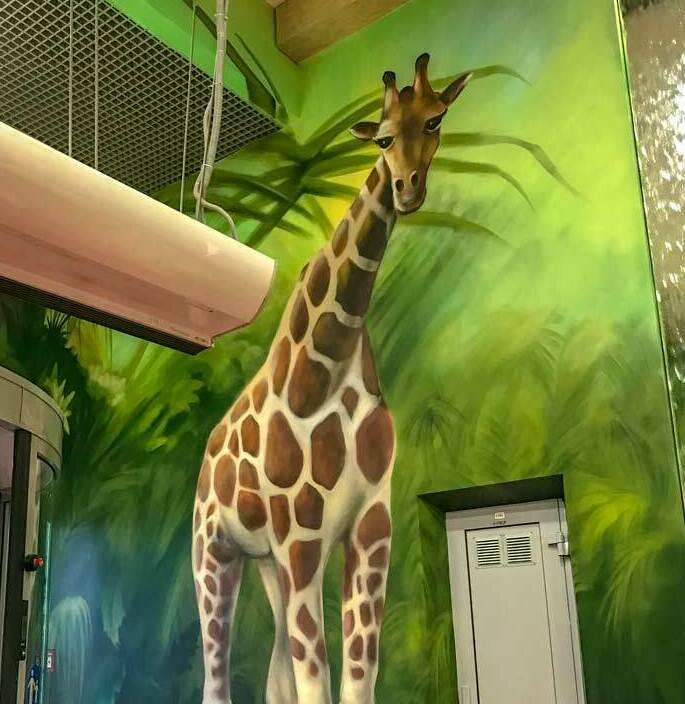 Жираф на стене